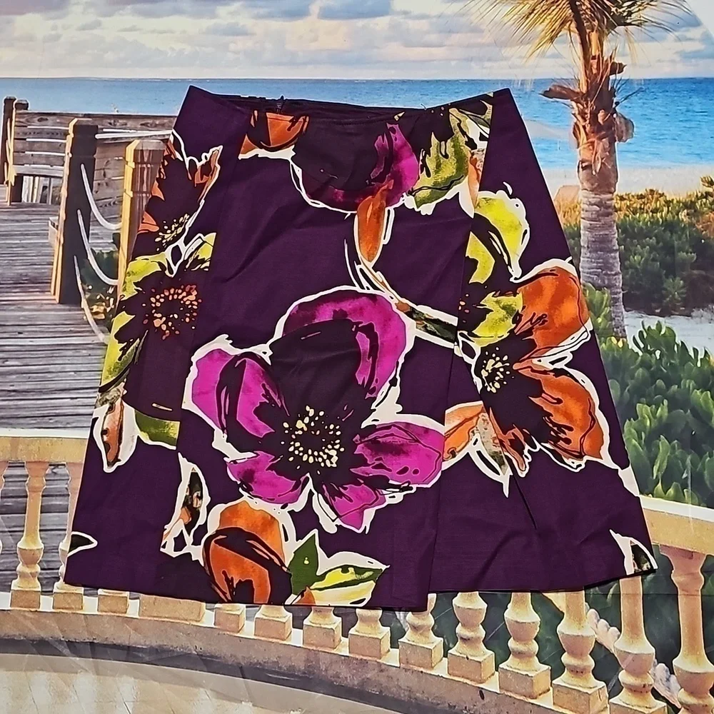 Trina Turk Purple Floral Skirt Size‎ 4 - Picture 7 of 7